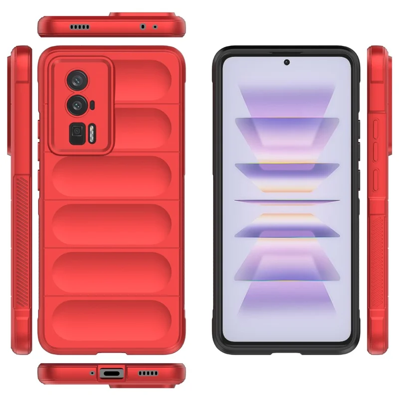 For Xiaomi Poco F5 Pro 5G / Redmi K60 Pro 5G / K60 5G Shockproof Flexible TPU Phone Case Rugged Phone Back Protective Shell Cover - Red