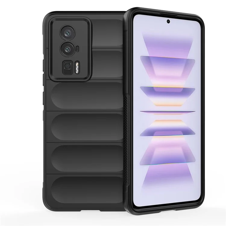 Per Xiaomi Poco F5 Pro 5G / Redmi K60 Pro 5G / K60 5G Custodia per telefono flessibile antipolvere in TPU Copertura protettiva posteriore resistente agli urti - Nero