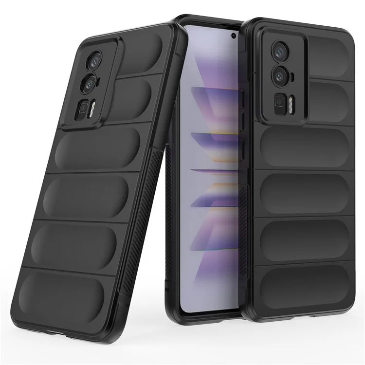 Per Xiaomi Poco F5 Pro 5G / Redmi K60 Pro 5G / K60 5G Custodia per telefono flessibile antipolvere in TPU Copertura protettiva posteriore resistente agli urti - Nero