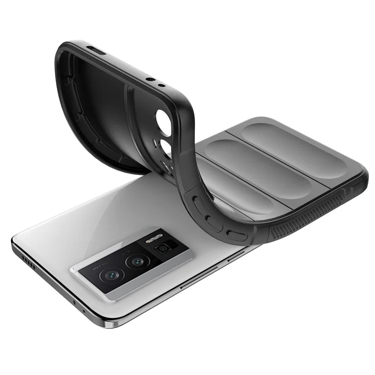 Per Xiaomi Poco F5 Pro 5G / Redmi K60 Pro 5G / K60 5G Custodia per telefono flessibile antipolvere in TPU Copertura protettiva posteriore resistente agli urti - Nero