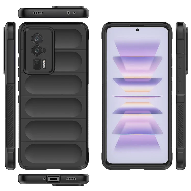 Per Xiaomi Poco F5 Pro 5G / Redmi K60 Pro 5G / K60 5G Custodia per telefono flessibile antipolvere in TPU Copertura protettiva posteriore resistente agli urti - Nero