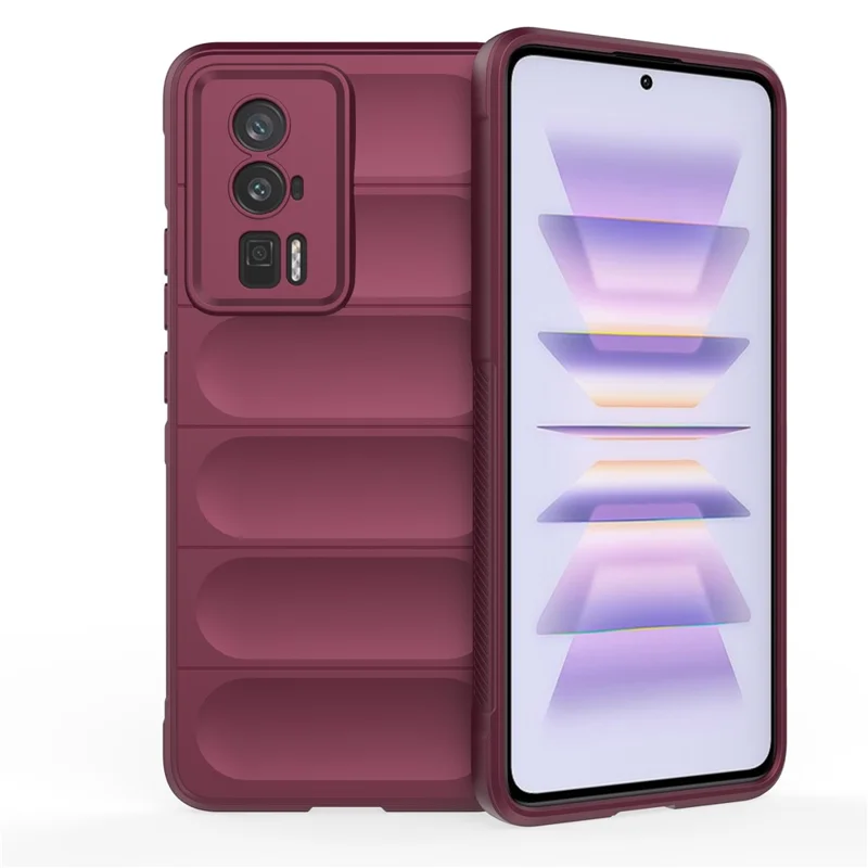 For Xiaomi Poco F5 Pro 5G / Redmi K60 Pro 5G / K60 5G Shockproof Flexible TPU Phone Case Rugged Phone Back Protective Shell Cover - Wine Red