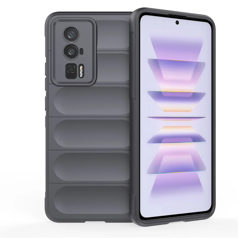 Für Xiaomi Poco F5 Pro 5G / Redmi K60 Pro 5G / K60 5G schockfestes, flexibles TPU-Handyhülle, robuste Rückenschutzschale - Dunkelgrau
