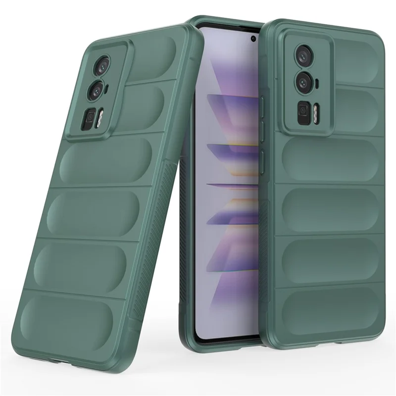 Für Xiaomi Poco F5 Pro 5G / Redmi K60 Pro 5G / K60 5G schockfestes, flexibles TPU-Handyhülle, robuste Rückenschutzschale - Dunkelgrau