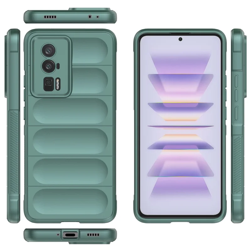 Für Xiaomi Poco F5 Pro 5G / Redmi K60 Pro 5G / K60 5G schockfestes, flexibles TPU-Handyhülle, robuste Rückenschutzschale - Dunkelgrau