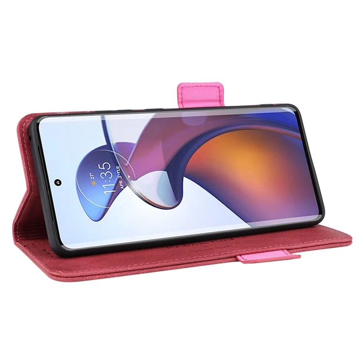 Funda de cartera de piel sintética para Motorola Edge 30 Fusion 5G / Moto S30 Pro 5G, decoración de hardware Soporte plegable Funda de teléfono - Rosa