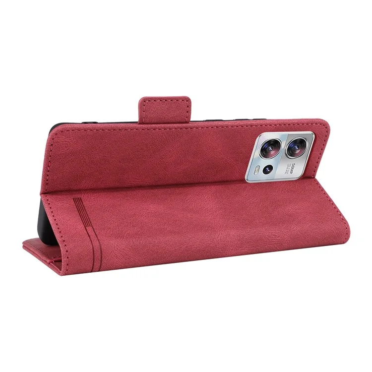 Funda de cartera de piel sintética para Motorola Edge 30 Fusion 5G / Moto S30 Pro 5G, decoración de hardware Soporte plegable Funda de teléfono - Rosa