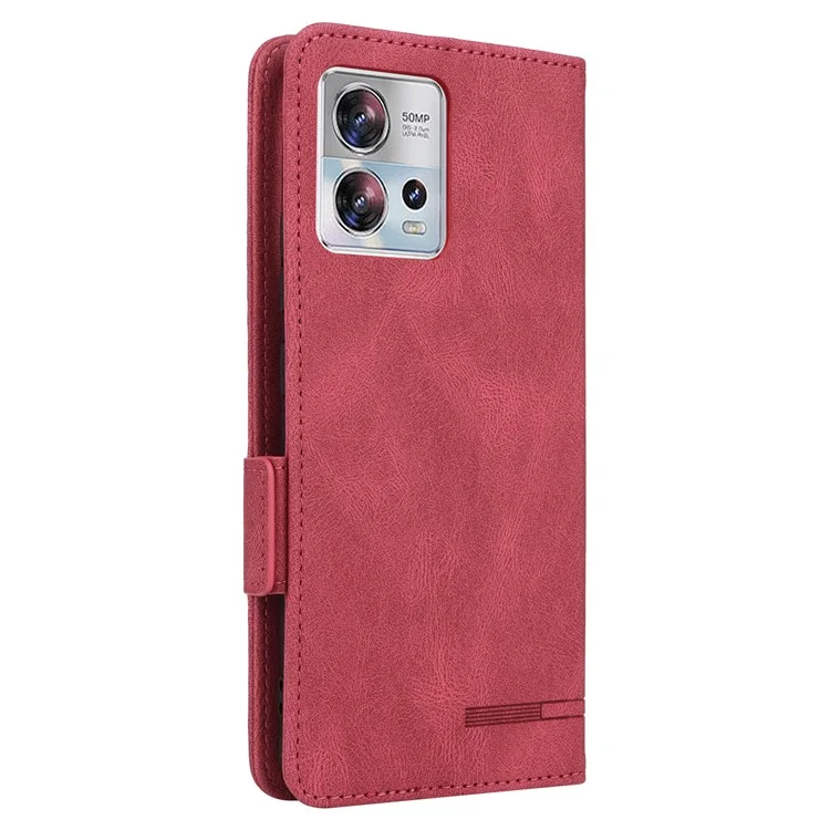 Funda de cartera de piel sintética para Motorola Edge 30 Fusion 5G / Moto S30 Pro 5G, decoración de hardware Soporte plegable Funda de teléfono - Rosa