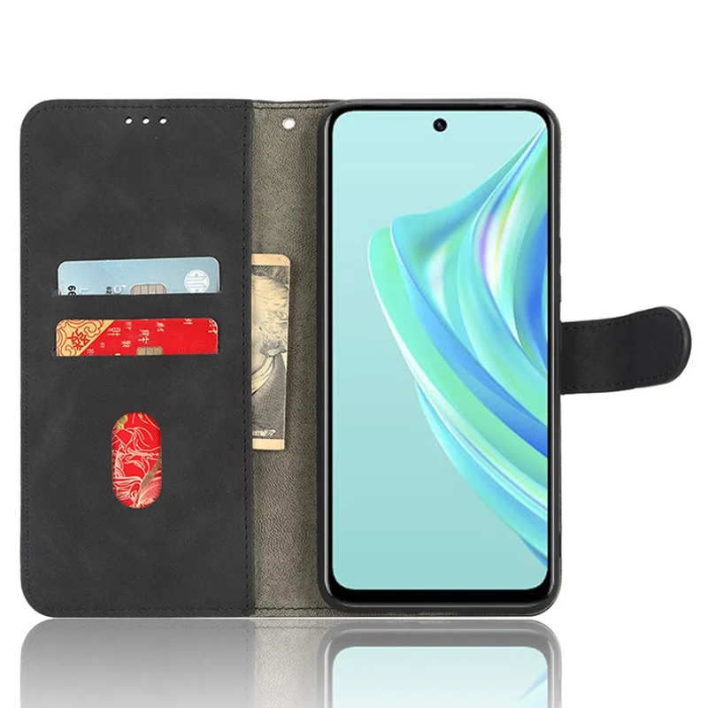 Wallet Phone Case for Infinix Hot 20 Play 4G , PU Leather Stand Skin-Touch Folio Protective Cover - Black