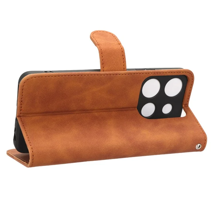 Per TECNO Spark Go 2023 4G Custodia a Libro in Pelle PU Skin-Touch Stand TPU Interno Cover per Telefono - Marrone