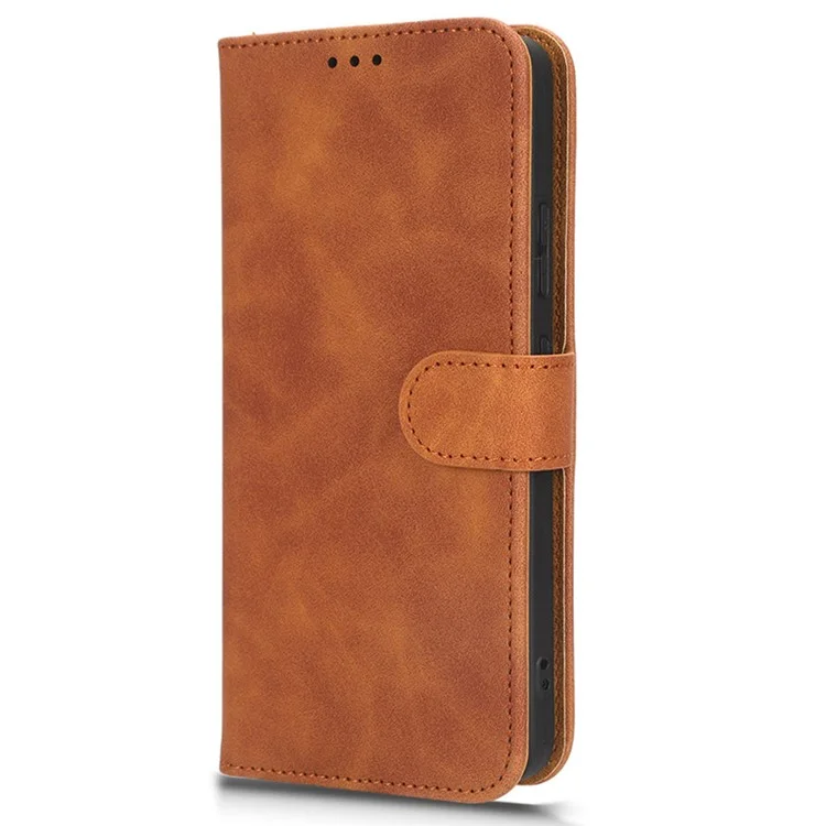 Per TECNO Spark Go 2023 4G Custodia a Libro in Pelle PU Skin-Touch Stand TPU Interno Cover per Telefono - Marrone