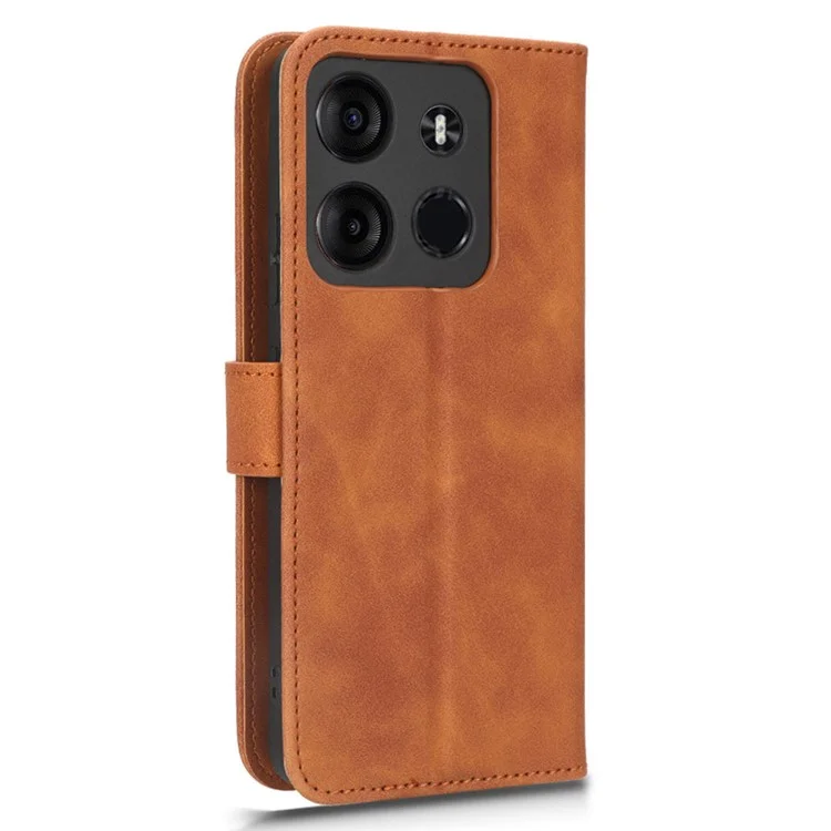 Per TECNO Spark Go 2023 4G Custodia a Libro in Pelle PU Skin-Touch Stand TPU Interno Cover per Telefono - Marrone