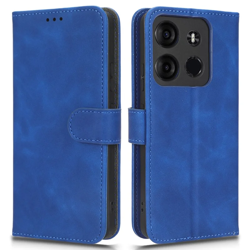 For TECNO Spark Go 2023 4G PU Leather Flip Case Skin-Touch Stand TPU Inner Shell Phone Cover - Blue