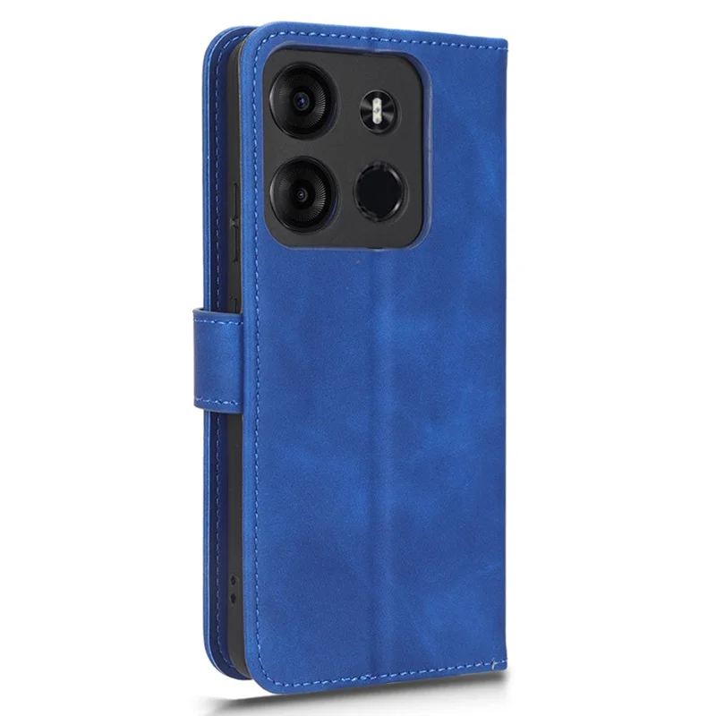 For TECNO Spark Go 2023 4G PU Leather Flip Case Skin-Touch Stand TPU Inner Shell Phone Cover - Blue