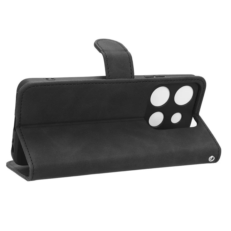 For TECNO Spark Go 2023 4G PU Leather Flip Case Skin-Touch Stand TPU Inner Shell Phone Cover - Black