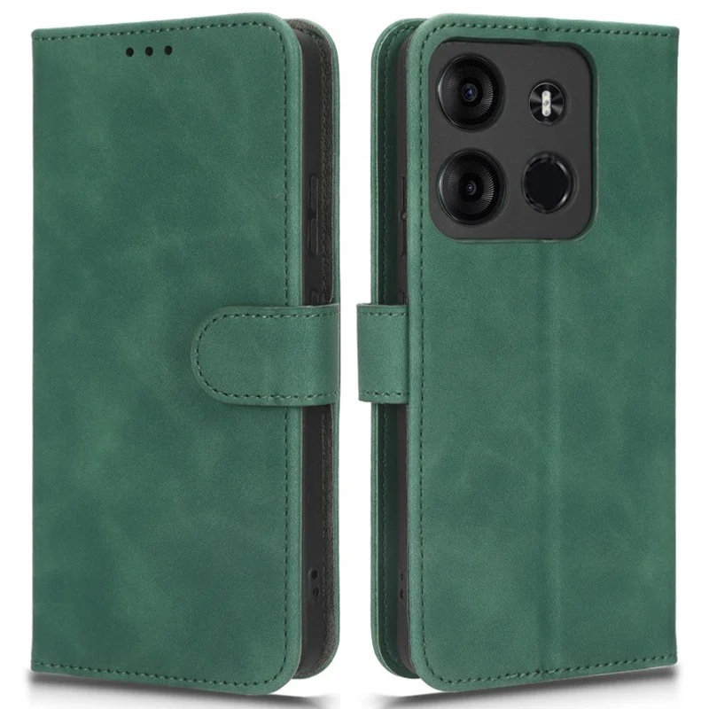 For TECNO Spark Go 2023 4G PU Leather Flip Case Skin-Touch Stand TPU Inner Shell Phone Cover - Green