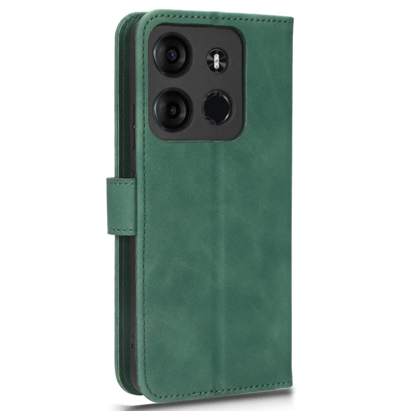 For TECNO Spark Go 2023 4G PU Leather Flip Case Skin-Touch Stand TPU Inner Shell Phone Cover - Green