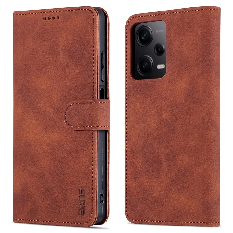 AZNS For Xiaomi Redmi Note 12 Pro 5G / Note 12 Pro Speed 5G / Poco X5 Pro 5G Phone Case PU Leather Wallet Stand Flip Folio Protective Cover - Brown