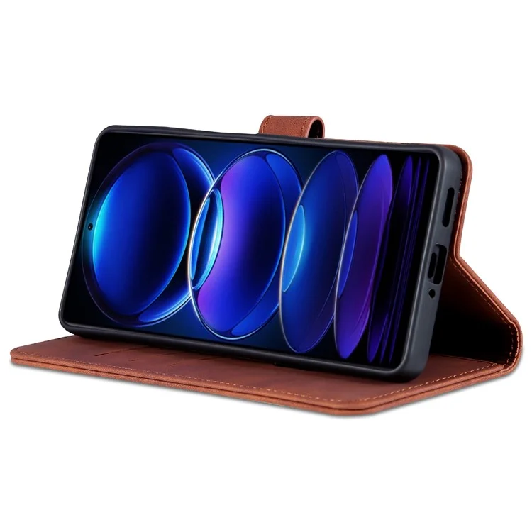 AZNS For Xiaomi Redmi Note 12 Pro 5G / Note 12 Pro Speed 5G / Poco X5 Pro 5G Phone Case PU Leather Wallet Stand Flip Folio Protective Cover - Brown