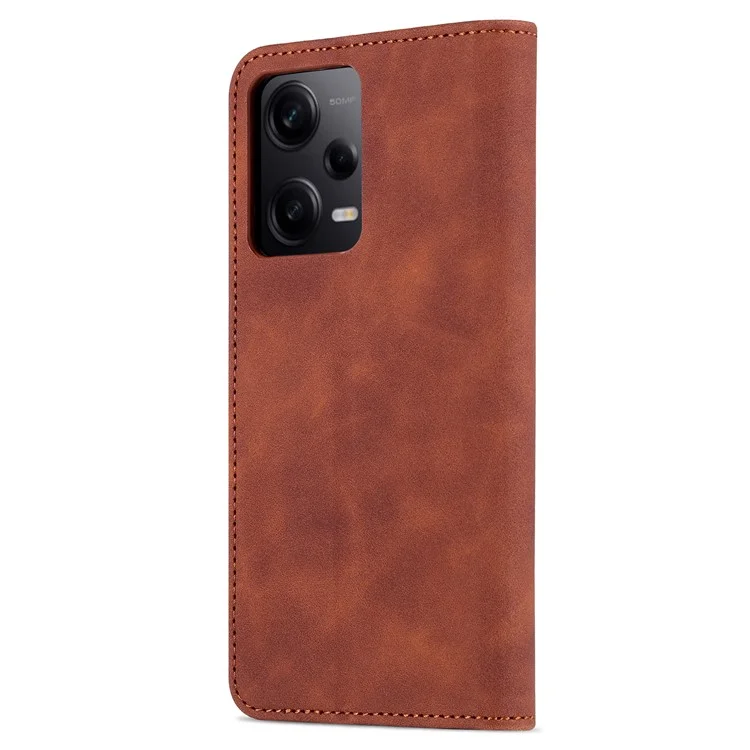 AZNS For Xiaomi Redmi Note 12 Pro 5G / Note 12 Pro Speed 5G / Poco X5 Pro 5G Phone Case PU Leather Wallet Stand Flip Folio Protective Cover - Brown