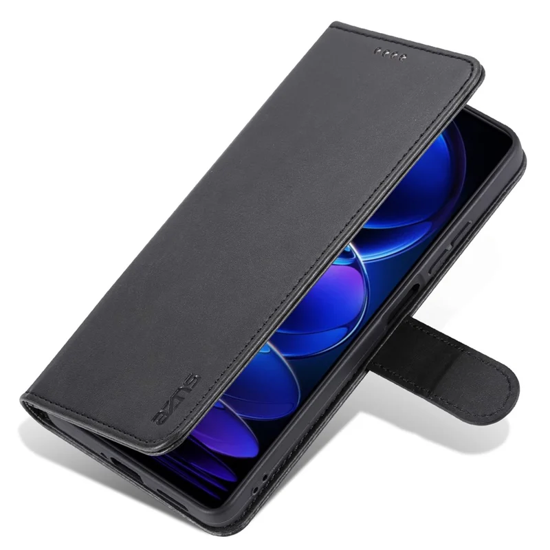 AZNS Pour Xiaomi Redmi Note 12 Pro 5G / Remarque 12 Pro Speed ​​5g / Poco X5 Pro 5G Téléphone pu le Cuir Portefeuille Stand Flip Folio Couvercle de Protection - Noir