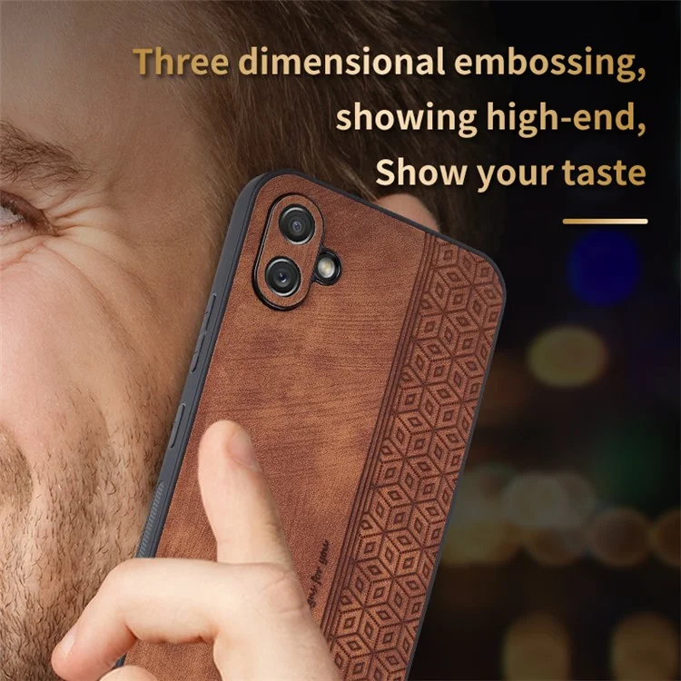 AZNS For Samsung Galaxy A04e 4G / F04 4G / M04 4G Imprinted Pattern Cell Phone Case Shockproof PU Leather+TPU Phone Cover - Green