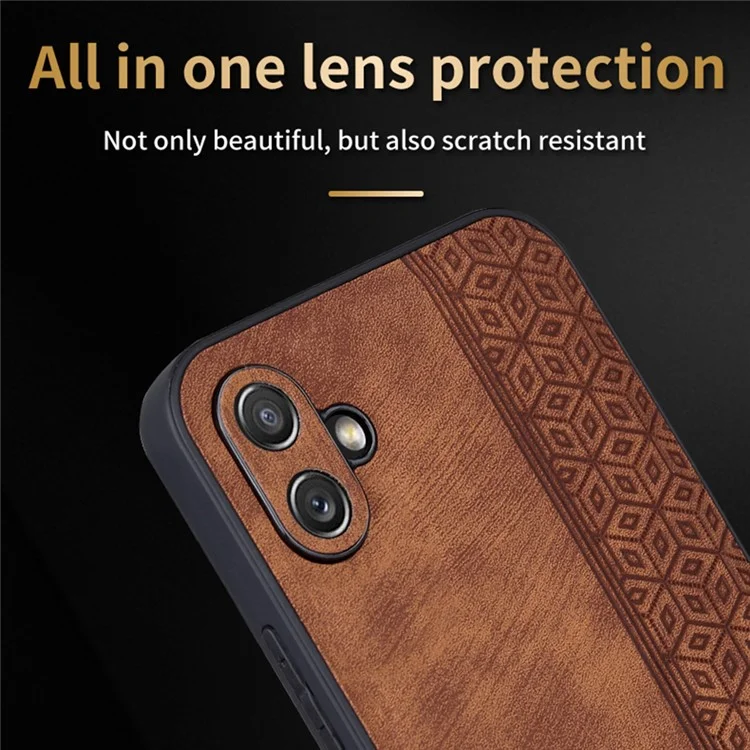 AZNS For Samsung Galaxy A04e 4G / F04 4G / M04 4G Imprinted Pattern Cell Phone Case Shockproof PU Leather+TPU Phone Cover - Green