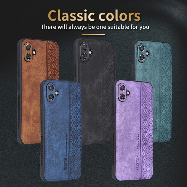 AZNS For Samsung Galaxy A04e 4G / F04 4G / M04 4G Imprinted Pattern Cell Phone Case Shockproof PU Leather+TPU Phone Cover - Green