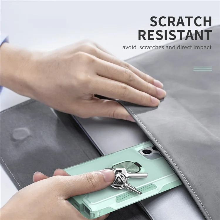 Per Samsung Galaxy S23 Ultra Rotatable Ring Holder Kickstand Phone Case PC + Silicone Anti-scratch Phone Cover - Verde
