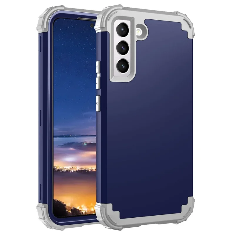 For Samsung Galaxy S23 Shock-Absorbed Four Corners Cell Phone Cover Hard Plastic+Silicone Anti-Scratch Phone Case - Navy Blue