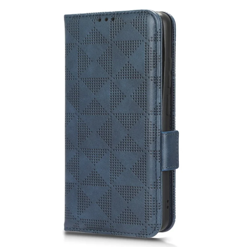 Telefoonhoesje voor Xiaomi Redmi 12C 4G / 11A 4G, beschermhoes van PU-leer met driehoekpatroon, standaard, portemonnee - blauw