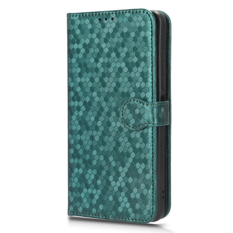 Capa de Telefone Antigotas de Couro para Xiaomi Redmi K60E 5G, Capa Protetora de Carteira com Padrão Pontilhado e Suporte - Verde