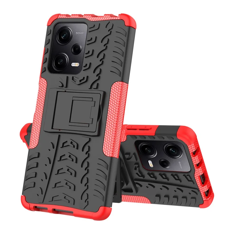 Para Xiaomi Redmi Note 12 Pro 5G / Redmi Nota 12 Pro Speed ​​5g / Poco X5 Pro 5g Caps de Telefone do Telefone de Kickstand PC TPU TPU - Vermelho