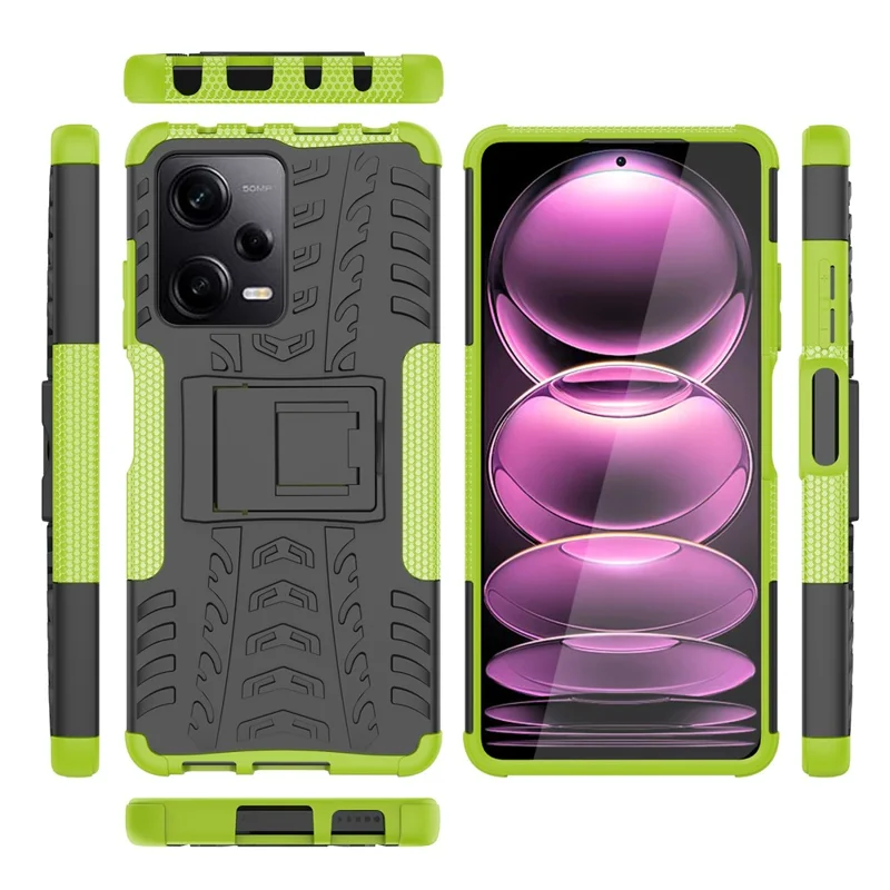 Para Xiaomi Redmi Note 12 Pro 5G / Redmi Nota 12 Pro Speed ​​5g / Poco X5 Pro 5g Caps de Telefone do Telefone de Kickstand PC TPU TPU - Verde