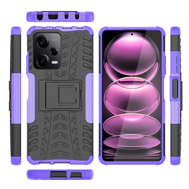 Для Xiaomi Redmi Note 12 Pro 5G / Redmi Note 12 Pro Speed 5G / Poco X5 Pro 5G Чехол с подставкой для телефона из поликарбоната и термопластичного полиуретана - фиолетовый