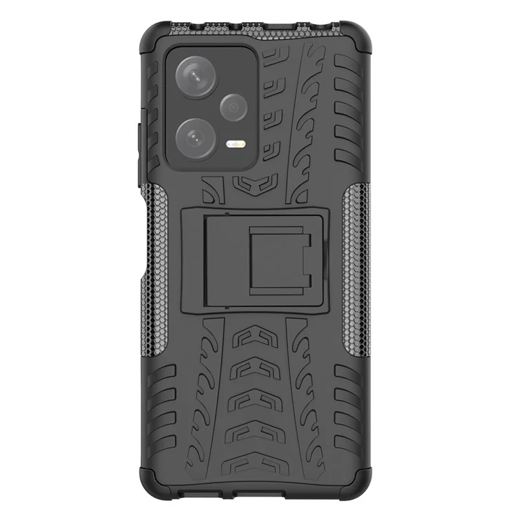 Étui du Téléphone Pour Xiaomi Redmi Note 12 Pro + 5g, Hard pc + Tpu Téléphone Shell Kickstand Drop Protection Téléphone Cover - Noir