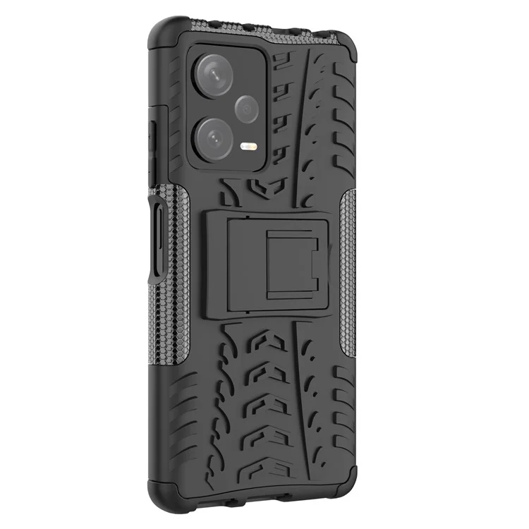 Étui du Téléphone Pour Xiaomi Redmi Note 12 Pro + 5g, Hard pc + Tpu Téléphone Shell Kickstand Drop Protection Téléphone Cover - Noir