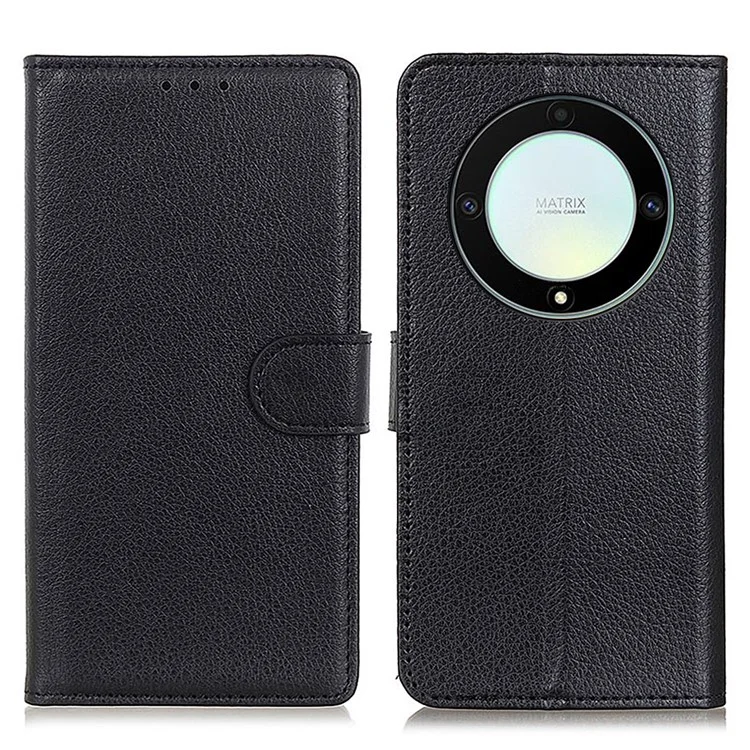 Para Honor X9a 5g / X40 5G / Magic5 Lite 5G Función de la Billetera Película Cell Soporte Classic Litchi Texture Leather Flip Phone Case - Negro