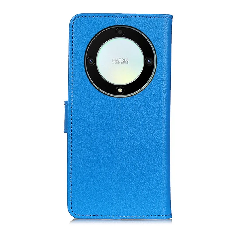 For Honor X9a 5G / X40 5G / Magic5 Lite 5G Wallet Function Cell Phone Cover Stand Classic Litchi Texture Leather Flip Phone Case - Blue