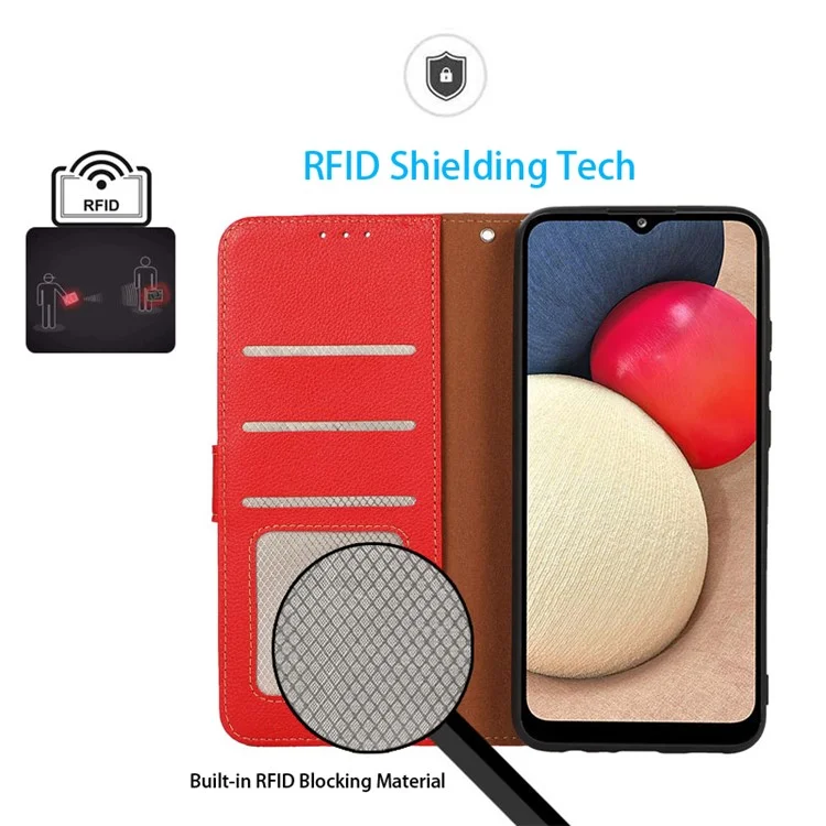Étui pour téléphone portable KHAZNEH For Honor X9a 5G/X40 5G/Magic5 Lite 5G avec protection RFID, support et texture en cuir de litchi - Rouge