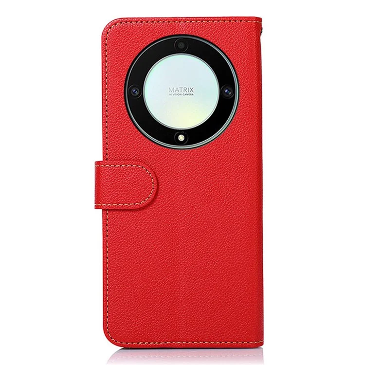 Étui pour téléphone portable KHAZNEH For Honor X9a 5G/X40 5G/Magic5 Lite 5G avec protection RFID, support et texture en cuir de litchi - Rouge