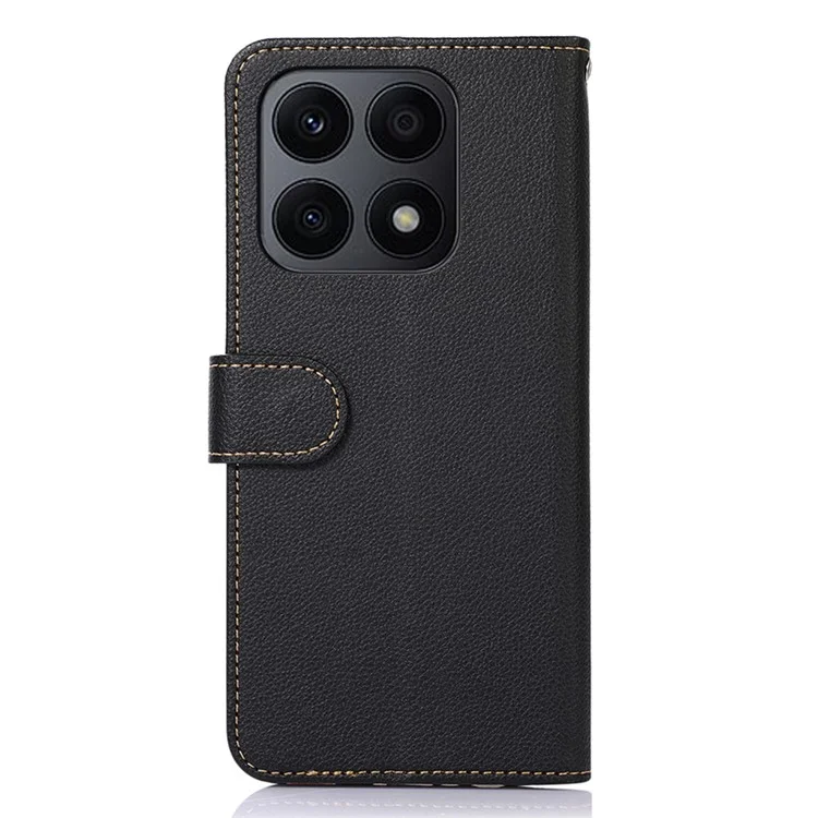 KHAZNEH For Honor X8a 4G Funda de Teléfono de Cuero RFID Blocking Anti-Arañazos Textura Litchi Soporte Cartera Protectora Carcasa de Teléfono - Negro