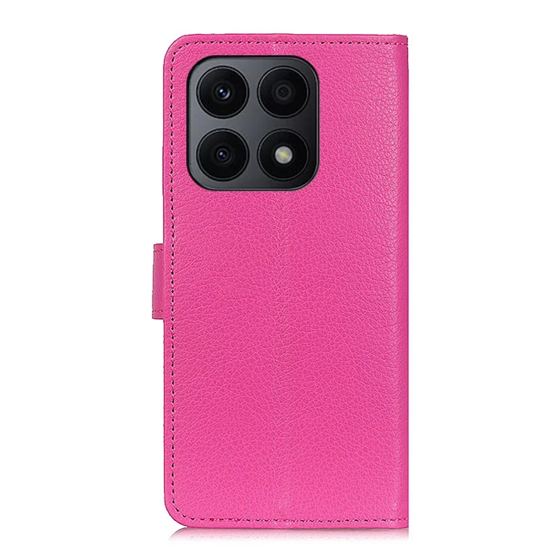 For Honor X8a 4G Classic Litchi Texture Leather Flip Phone Case Stand Wallet Function Cell Phone Cover - Rose
