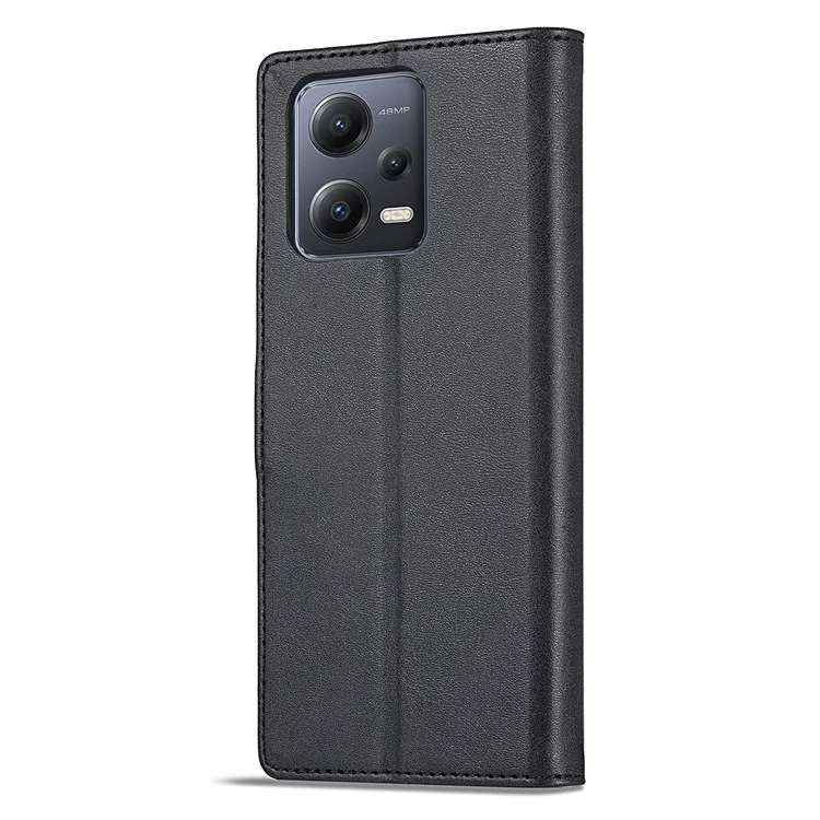 LC.IMEEKE Для Xiaomi Redmi Note 12 Pro+ 5G Защитный чехол для телефона с телячьей текстурой, бумажник, подставка, кожаный противоударный чехол для телефона - Черный
