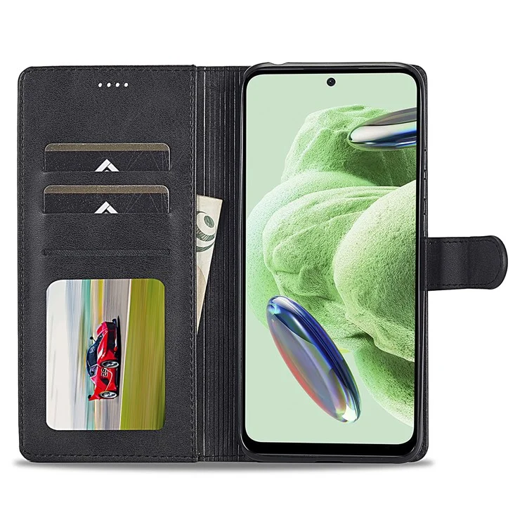 LC.IMEEKE Для Xiaomi Redmi Note 12 Pro+ 5G Защитный чехол для телефона с телячьей текстурой, бумажник, подставка, кожаный противоударный чехол для телефона - Черный