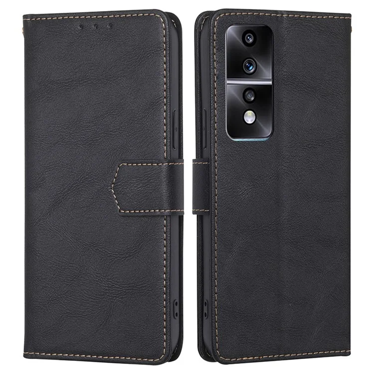 Étui de Téléphone Pour Honor 80 GT 5G Anti-rayures Texture de Cuir de Vache PU Portefeuille Support - Noir 