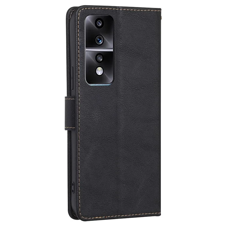 Étui de Téléphone Pour Honor 80 GT 5G Anti-rayures Texture de Cuir de Vache PU Portefeuille Support - Noir 