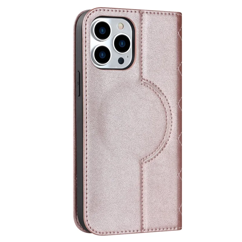 For iPhone 12 / 12 Pro 6.1 inch Magnetic Phone Case RFID Blocking PU Leather Card Holder Stand Cover Compatible with MagSafe - Rose Gold