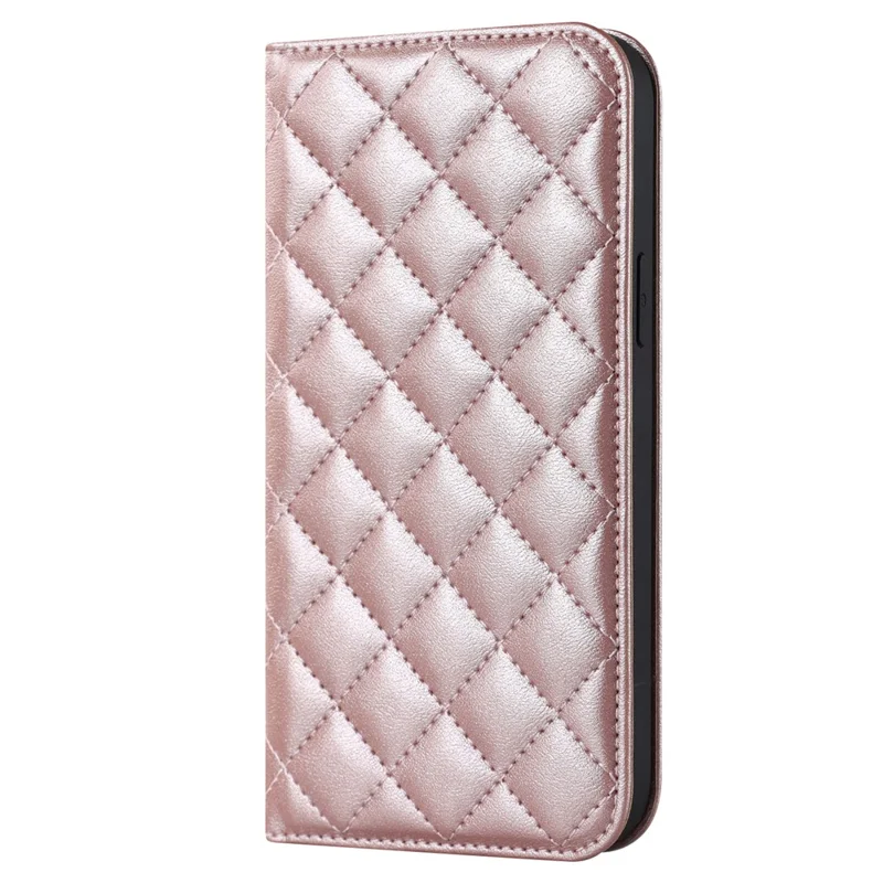 For iPhone 12 / 12 Pro 6.1 inch Magnetic Phone Case RFID Blocking PU Leather Card Holder Stand Cover Compatible with MagSafe - Rose Gold