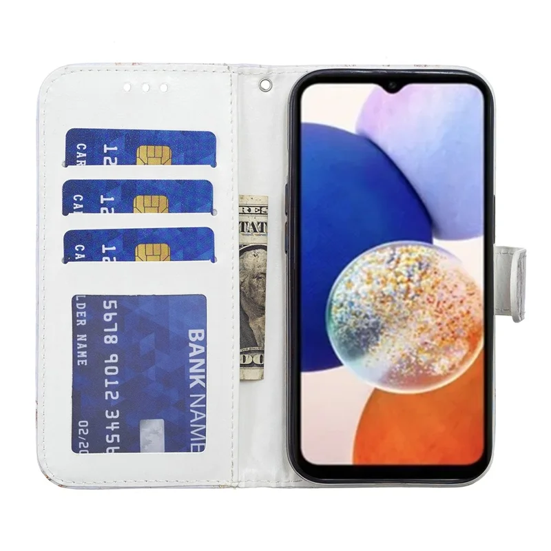 For Samsung Galaxy A14 5G / 4G PU Leather Phone Case Wallet Stand Pattern Printing Cover - Wolf